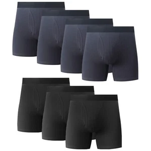 7PK Mens Cotton Boxer Briefs With Fly Underwear Bulk Size Medium Large M XL XXL - Picture 1 of 24