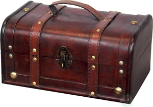 (Tm Decorative Treasure Box - Small Wooden Trunk Chest Size: 11" X 7" X 5.5" - Picture 1 of 11