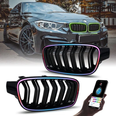 Светодиодные передние решетчатые фары RGB для седана BMW F30 F31 3-Series 2013-2018 годов выпуска - Изображение 1 из 4