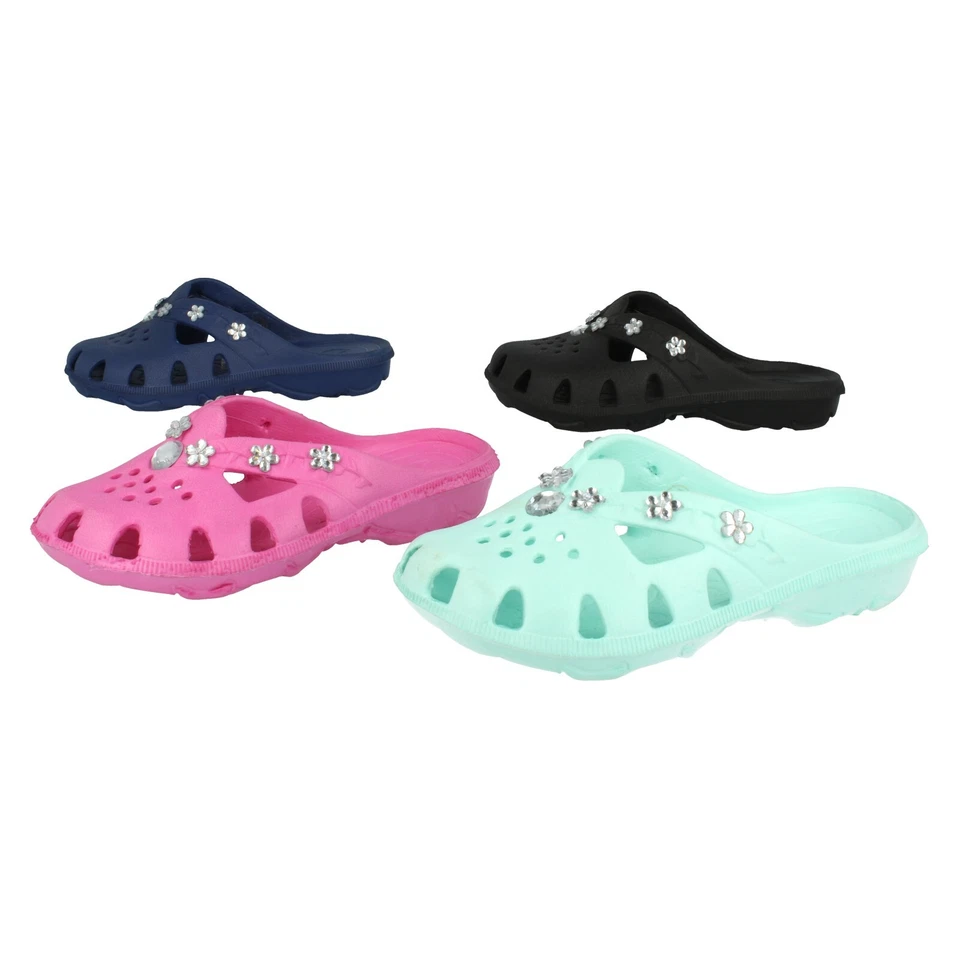 Childrens Light Weight Slip on Diamente Clogs Shoes : Gem