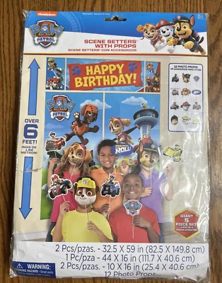 Paw Patrol Scene Setters With Props. Happy Birthday Party Decoration Poster Mask - Image 1 of 4