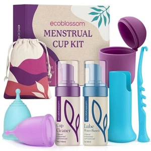 Complete Menstrual Cup Kit - Small & Large Reusable Period Cups, Silicone Ste... - Picture 1 of 9