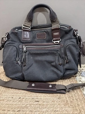 TUMI Alpha Bravo Brooks Negro/Marrón Nylon Delgado Maletín Bolso Mensajero DEFECTUOSO Foto 1 de 4