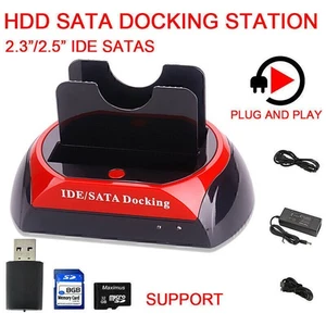 HDD Docking Station Dual USB 2.0 2.5 3.5 pollici SATA disco rigido esterno IDE - Foto 1 di 11