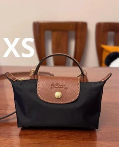 Longchamp Le Pliage XS Top Handle Mini Shoulder Bag Black New Leather Nylon - Picture 1 of 8