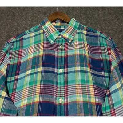 Ralph Lauren Camisa Lino Abotonada Manga Larga Madras Pony Coloful XL Foto 1 de 4