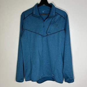 Salomon Discovery mezza zip manica lunga pullover top giacca uomo grande blu usato in ottime condizioni - Foto 1 di 8