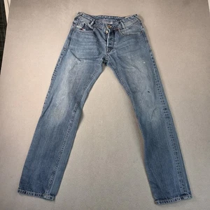 Diesel Jeans Mens 28x32 Blue Zathan Distressed Paint Splatter 0081D Tag 32x32 - Picture 1 of 11