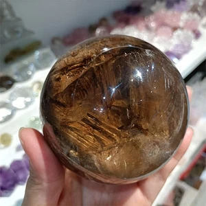 Natural Red Mud Bones Quartz Sphere Ball Reiki Crystal Healing Home Decor 85mm - Picture 1 of 14