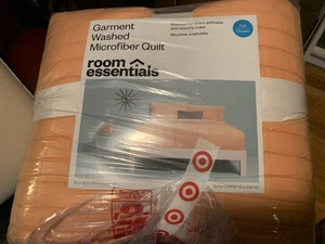 *Full/Queen Garment Washed Microfiber Quilt Orange - Room Essentials. NWT. - Picture 1 of 4