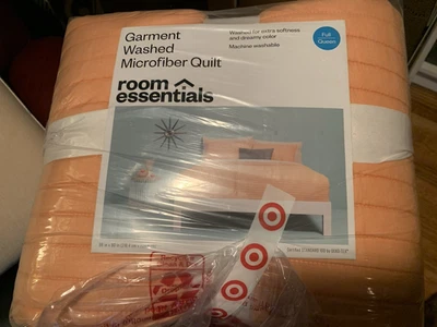 *Full/Queen Garment Washed Microfiber Quilt Orange - Room Essentials. NWT. - Image 1 of 4