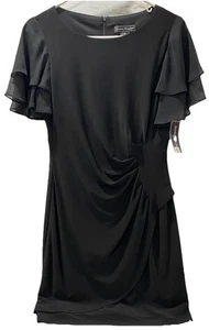 Jessica Howard Damen schwarz Chiffonärmel Etui-Kleid Petite Größe 8P - Bild 1 von 24