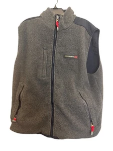 Vintage Abercrombie Mens Fleece Vest L Gray Black Nylon Polyester Made In Korea - Picture 1 of 8