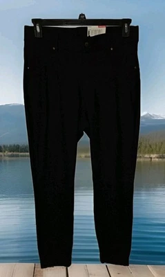 HUE Essential Denim Leggings -Sz 1X- Black-Cuffed-Cotton Blend-NEW With Tag - Image 1 of 4