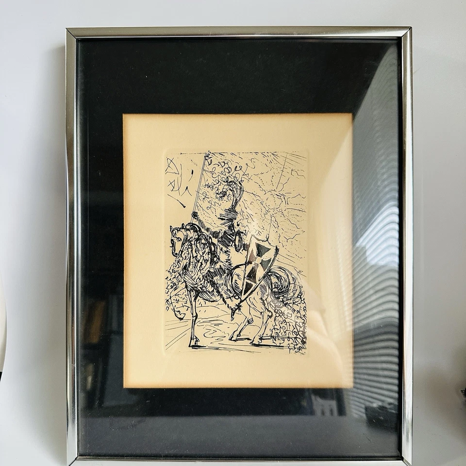 Salvador Dali El Cid Lithograph Framed Authentication Horse Rider Etching Art - Image 1 of 4