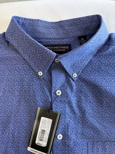 Roundtree Yorke Men’s s Dress Shirt XL Luxury Cotton Long Sleeve Blue W/ White - Picture 1 of 8