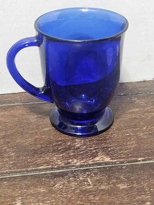 Vintage Anchor Hocking Cafe Cobalt Blue Coffee Tea Mug 16oz Pedestal Footed USA - Image 1 of 4