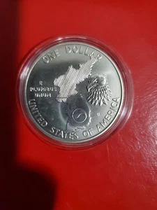 1991 D .900 Silver Dollar Korean War Coin In Protection Capsule. - Picture 1 of 14