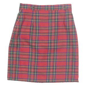 C&A Womens Straight Skirt Red Knee Length Plaid XS - Picture 1 of 6