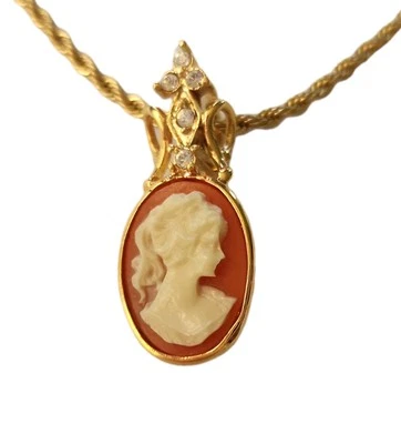 Collar cadena cuerda vintage cristal transparente camafeo trifari victoriano Foto 1 de 4