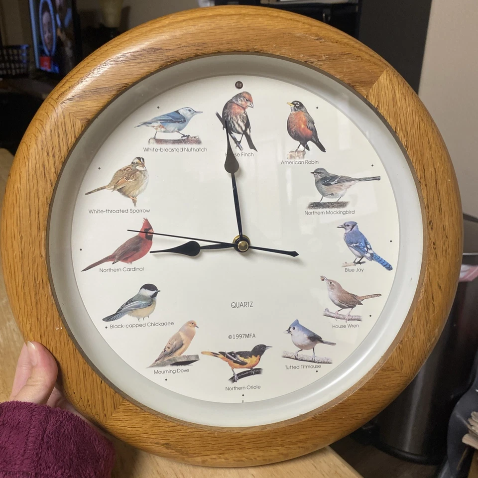 Vintage 1997 MFA Wooden Singing Bird Clock 14” - Image 1 of 4
