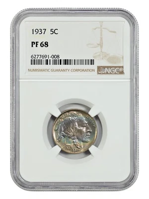 1937 5C NGC PR68 - Buffalo Nickel - Magnífica Ultra Prueba de Gemas Foto 1 de 4