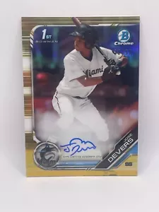 2019 Bowman Chrome Jose Devers Autograph Auto /50 Gold Refractor - Picture 1 of 2