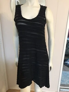 Cut Loose Black Seamed Striped Sheer Sleeveless Cotton Blend A-Line Dress Size M - Picture 1 of 7