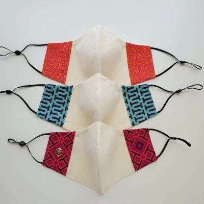 Cotton Face Mask made from Authentic Tory Burch Material w/ Filter Pocket - Image 1 of 4
