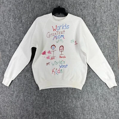 Suéter Lee Mujer L De Colección Años 80 Hecho en EE. UU. Mundos Más Grande Mamá Sudadera Madres Foto 1 de 4