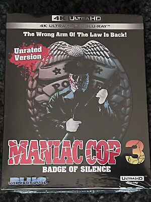 Brand New Maniac Cop 3  Usa 4k Uhd Region Free Blu Ray Sealed With Rare Slip • 5.09£