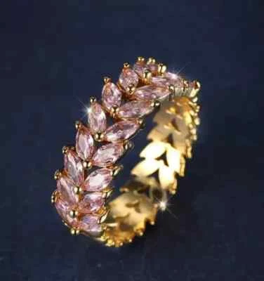 Anillo de boda para mujer de 3 quilates con zafiro creado en laboratorio enchapado en oro amarillo de 14 quilates Foto 1 de 4