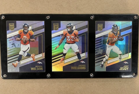 DENVER BRONCOS 3 CARD PLAQUE RUSSELL WILSON JAVONTE WILLIAMS JERRY JEUDY Cover