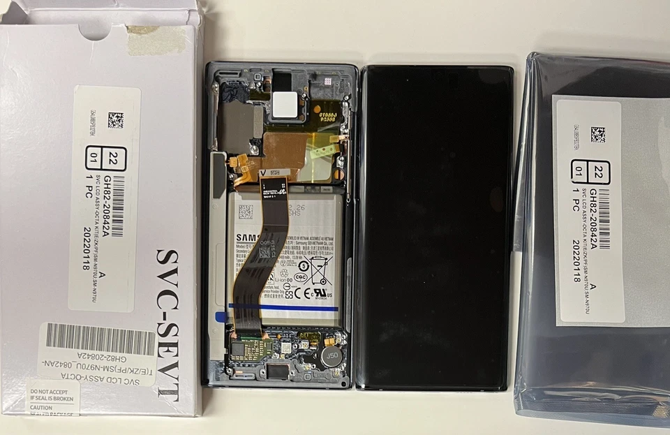 GENUINE SAMSUNG GALAXY NOTE 10 BLACK LCD SCREEN DISPLAY SM-N970F N970 + BATTERY - Image 1 of 1