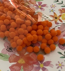 200 X Orange Mini Pom-poms For Crafting Approx 8mm - Picture 1 of 3