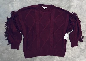 Time And Tru Pullover Damen Gr. 3XL Burgund Fransen NEU - Bild 1 von 6