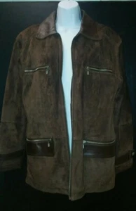 Suede and leather women's coat size M - Picture 1 of 4