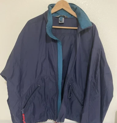 VTG Eastern Mountain Sports Hooded Windbreaker Hiking Camping Blue Mens XL NICE - Image 1 of 4