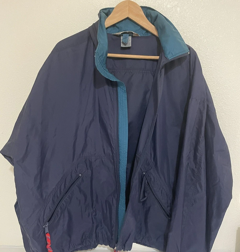 VTG Eastern Mountain Sports Hooded Windbreaker Hiking Camping Blue Mens XL NICE - Image 1 of 4