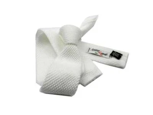 Cravate Blanc Jersey Tricot Blanc Neuf Skinny Noeu - Imagen 1 de 1