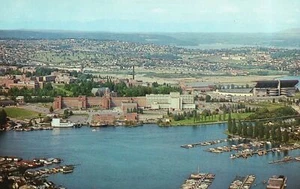Portage Bay und University of Washington Campus Seattle WA Vintage Postkarte - Bild 1 von 2