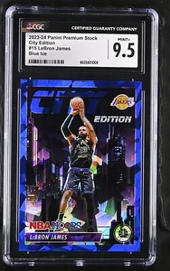 2023-24 Panini NBA Premium Stock City Edition Blue Ice LeBron James /99 CGC 9.5 - Picture 1 of 4