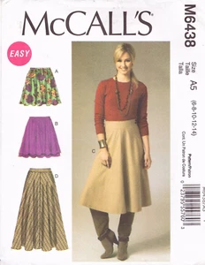 McCall's 6438 ~ Las faldas de las señoritas se ajustan perfectamente a la cintura ~ Muy sueltas en las caderas 6-14 - Imagen 1 de 4