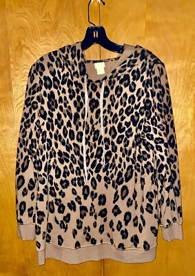 Zenergy By Chico’s Hoodie Animal Print  Hood Long Sleeve Womans Size 1 (￼ Pocket - Image 1 of 4