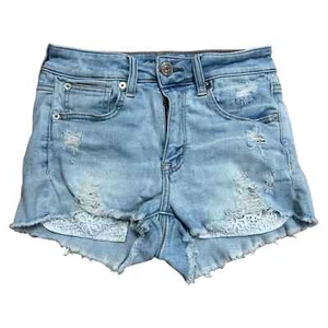 American Eagle pantaloncino donna vita alta corto pizzo tasche taglio taglia 2 - Foto 1 di 5