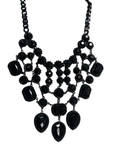 Schwarz Faux Onyx Cabochon Anhänger Halsband Halskette 15 Zoll - 18 Zoll Neu ohne Etikett - Bild 1 von 13