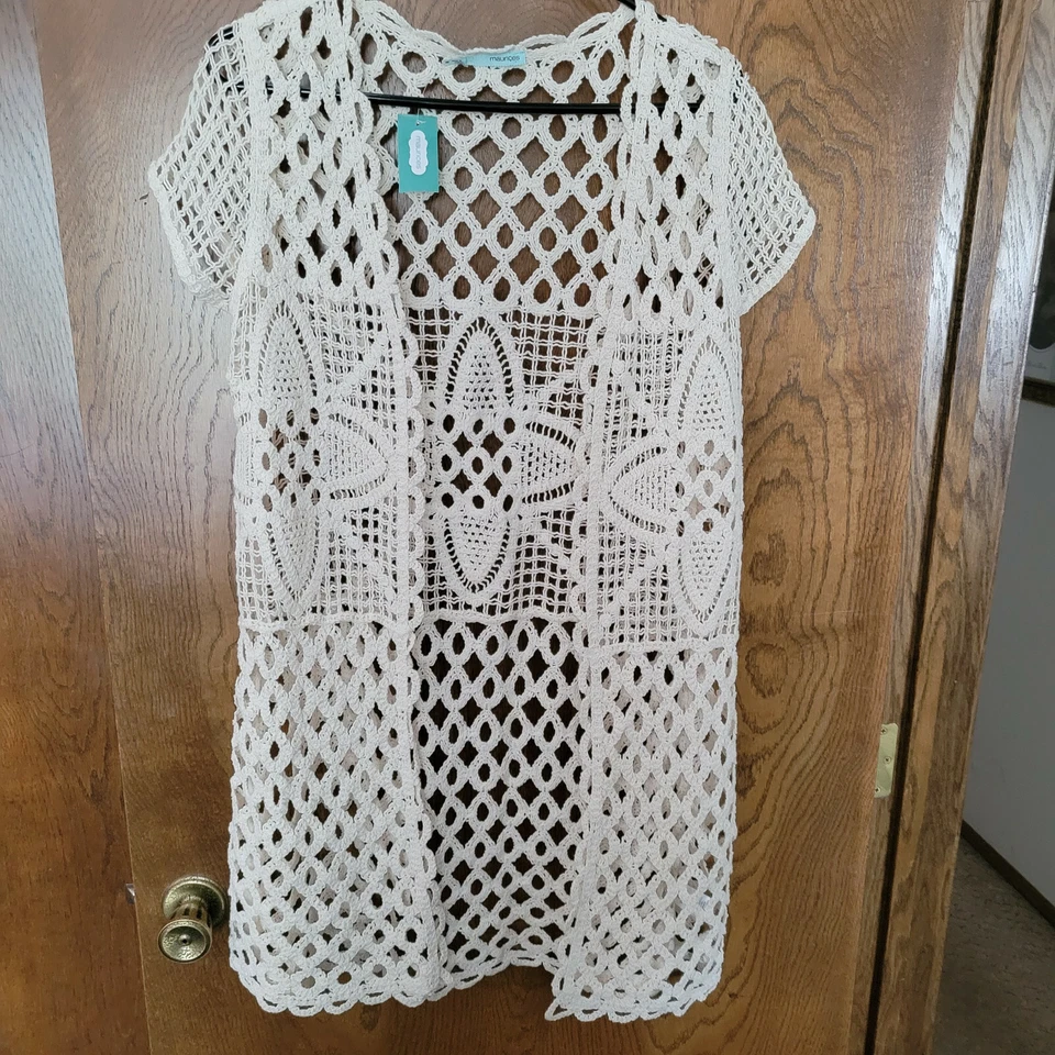 Suéter de encaje a ganchillo Maurices talla nuevo con etiquetas Mediano NUEVO Crudo Foto 1 de 1