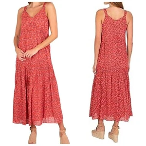 Joie Red Sleeveless Tiered Maxi Dress Size L - Picture 1 of 8