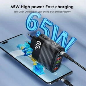 65W 6 Port USB Schnell Ladegerät 65 W Quick 3.0 5V-3,5A/9V-2A/12V-1,6A USB-C PD - Bild 1 von 10