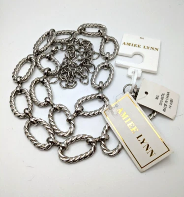 Vintage Fashion Amiee Lynn Silver Tone Oval elements Chain Belt M/L New with tag - Image 1 of 4